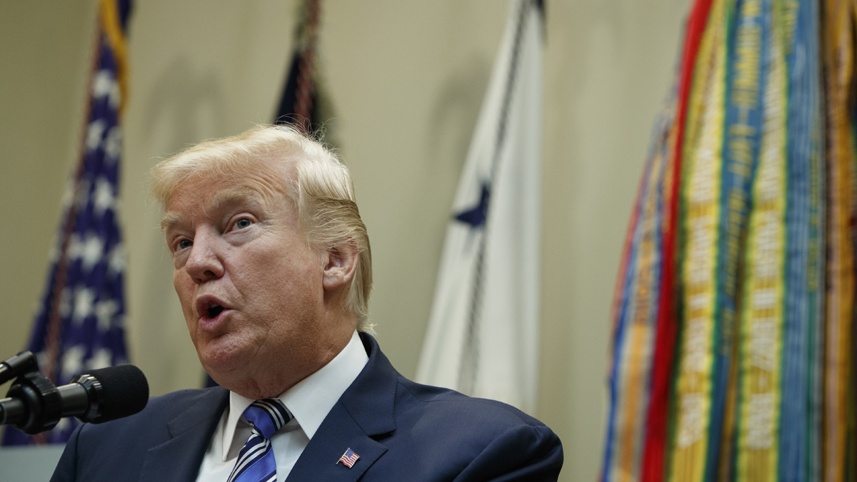  President Donald Trump speaks in the Roosevelt Room of the White House in Washington, Thursday, Aug. 3, 2017. (Evan Vucci/AP Photo) 