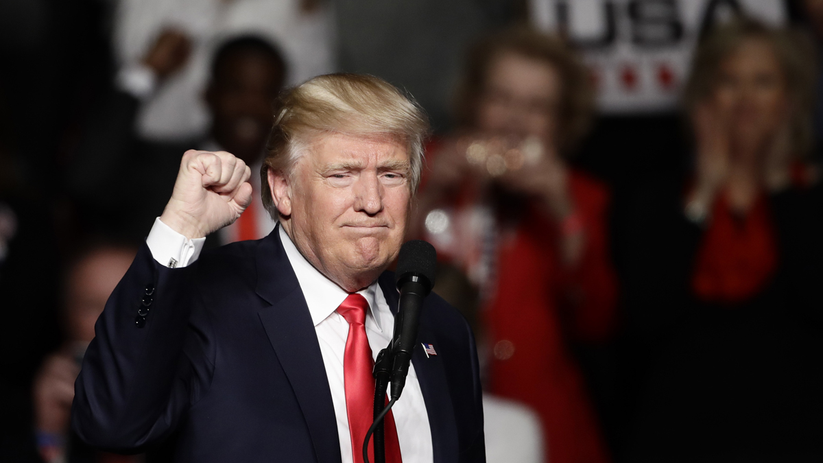 President-elect Donald Trump during a rally at the Giant Center, Thursday, Dec. 15, 2016, in Hershey, Pa. (AP Photo/Matt Rourke)