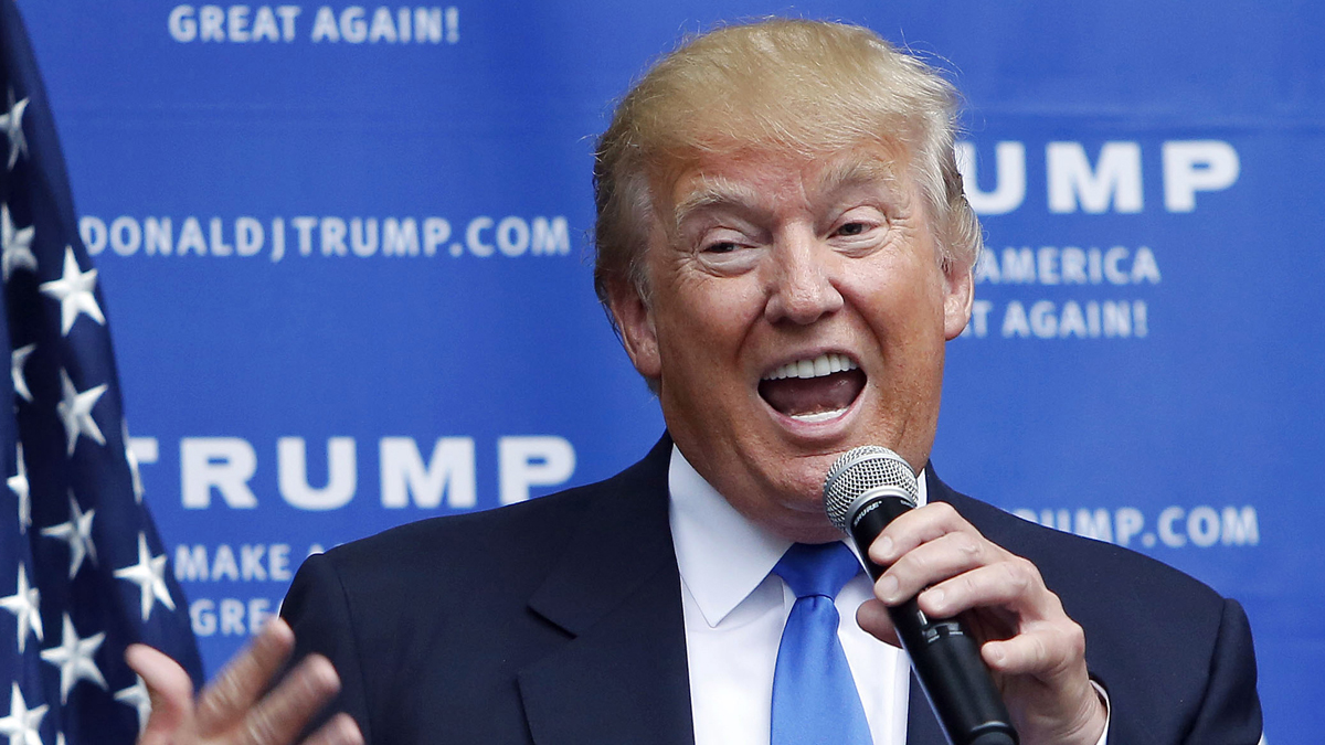  In this Tuesday, June 30, 2015, file photo, Republican presidential candidate Donald Trump speaks at a house party in Bedford, N.H. New York City officials are reviewing the city’s contracts with Trump after statements the GOP presidential hopeful made about Mexican immigrants. (Jim Cole/AP File Photo) 