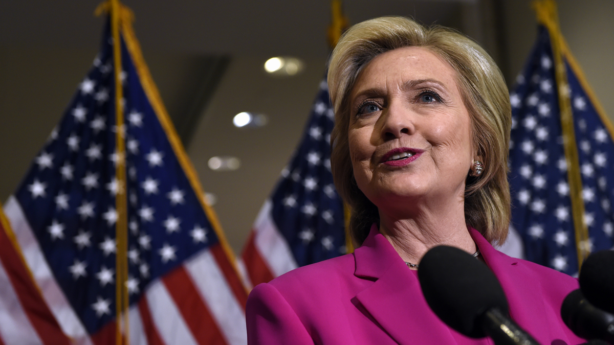  Democratic presidential candidate Hillary Rodham Clinton speaks to reporters on Capitol Hill in Washington, Tuesday, July 14, 2015. Clinton, who spoke about the deal reached with Iran, attended meetings on Capitol Hill with House and Senate Democrats. (Susan Walsh/AP Photo) 