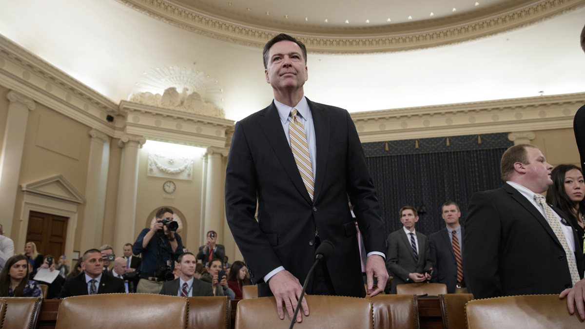  FBI Director James Comey arrives to testify on Capitol Hill in Washington, Monday, March 20, 2017, before the House Intelligence Committee hearing on allegations of Russian interference in the 2016 U.S. presidential election. (J. Scott Applewhite/AP Photo)  