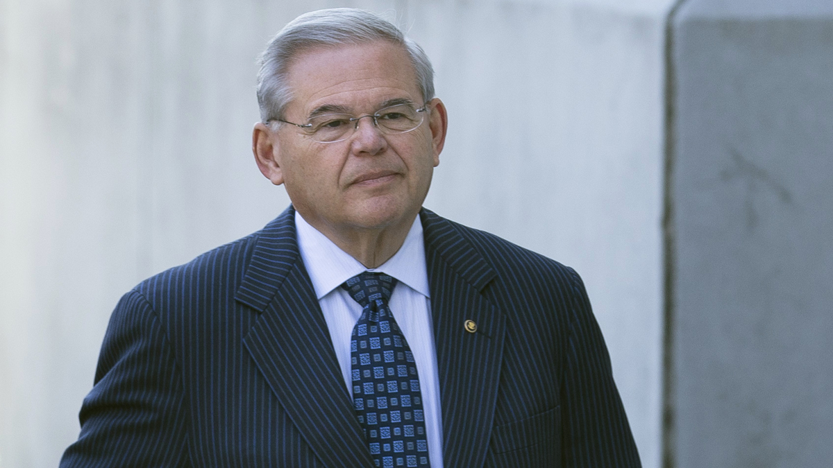 U.S. Sen. Bob Menendez arrives at Newark federal court, Thursday, April 2, 2015, in Newark, N.J.  (John Minchillo/AP File Photo) 