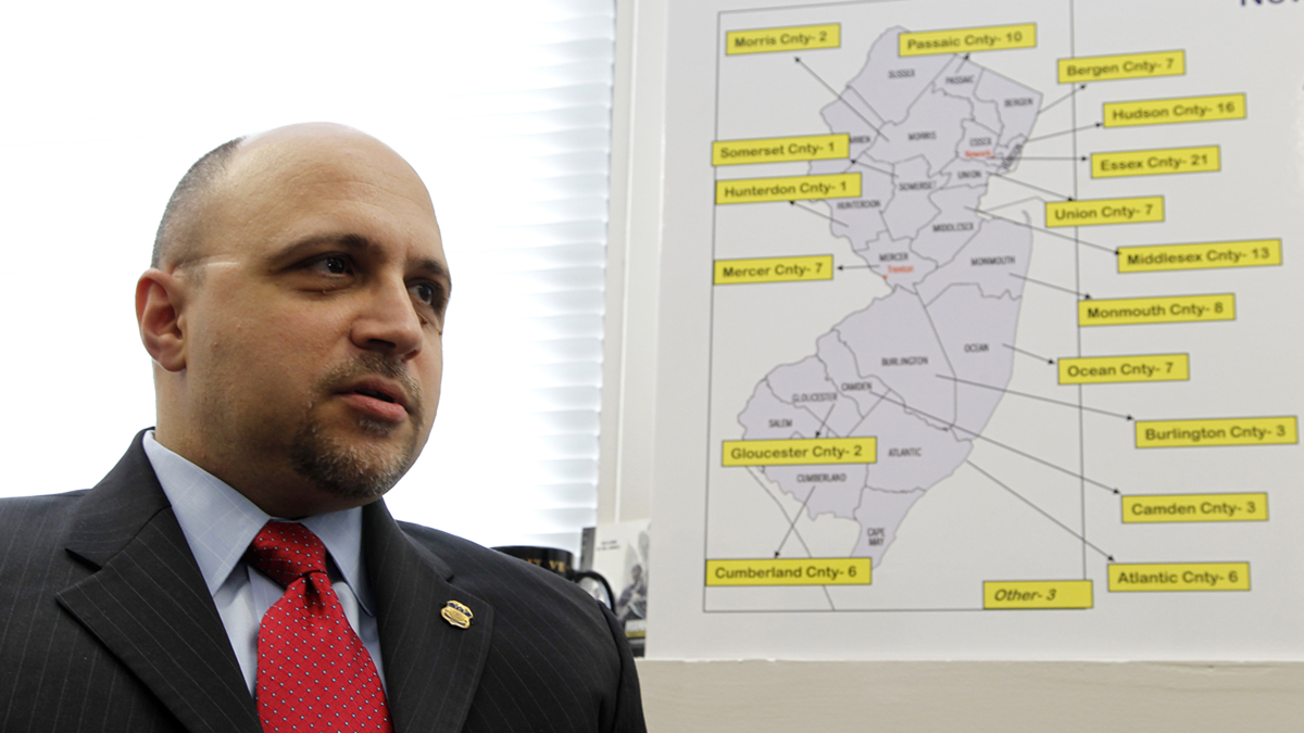  John Tsoukaris, director of the Newark field office for the U.S. Immigration and Customs Enforcement, talks about the arrests of 123 illegal immigrants in New Jersey during operation Cross Check III during an interview with The Associated Press, Monday, April 2, 2012, in Newark, N.J. The Obama administration said it arrested more than 3,100 immigrants who were illegally in the country and who were convicted of serious crimes or otherwise considered fugitives or threats to national security. It was part of a six-day nationwide sweep that the government described as the largest of its kind. (Julio Cortez/AP Photo) 