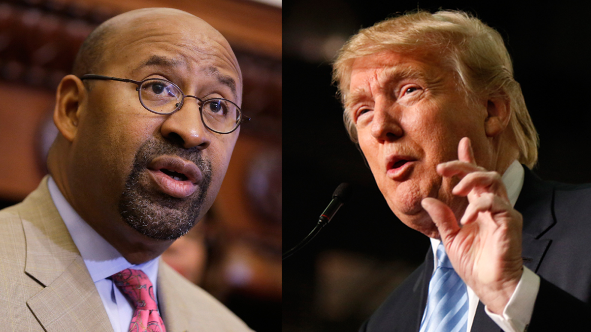  Philadelphia Mayor Michael Nutter (left) and Republican presidential candidate, businessman Donald Trump (Matt Rourke and Paul Vernon/AP Photos) 