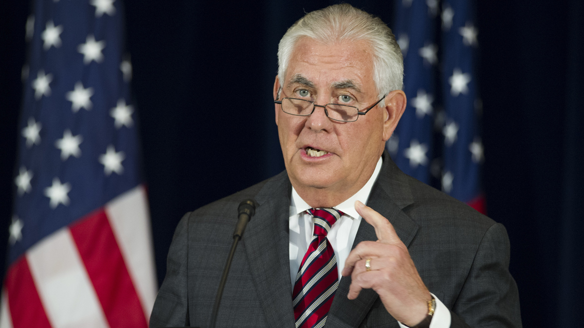  Secretry of State Rex Tillerson appears at news conference following a Diplomatic and Security Dialogue Meeting with a Chinese delegation including State Counselor Yang Jiechi and military Chief of Joint Staff Fang Fenghui, at the State Department in Washington, Wednesday, June 21, 2017. (Cliff Owen/AP)                                      