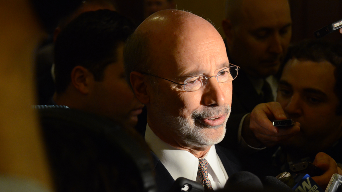  Gov. Tom Wolf responds reporters' questions after speaking at a Pennsylvania Press Club luncheon Monday, Nov. 23, 2015 in Harrisburg, Pa. (Marc Levy/AP Photo) 