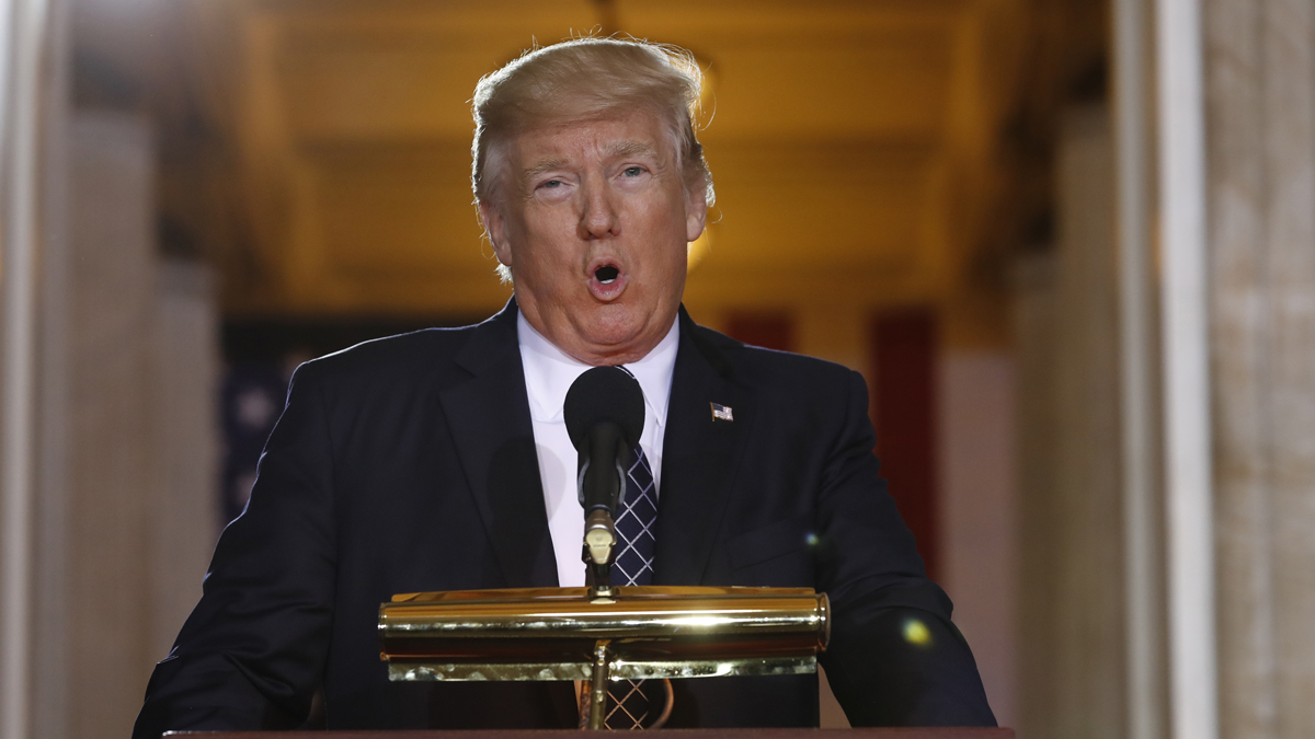  President Donald Trump speaks on Capitol Hill in Washington, Tuesday, April 25, 2017 (Carolyn Kaster/AP Photo, file) 