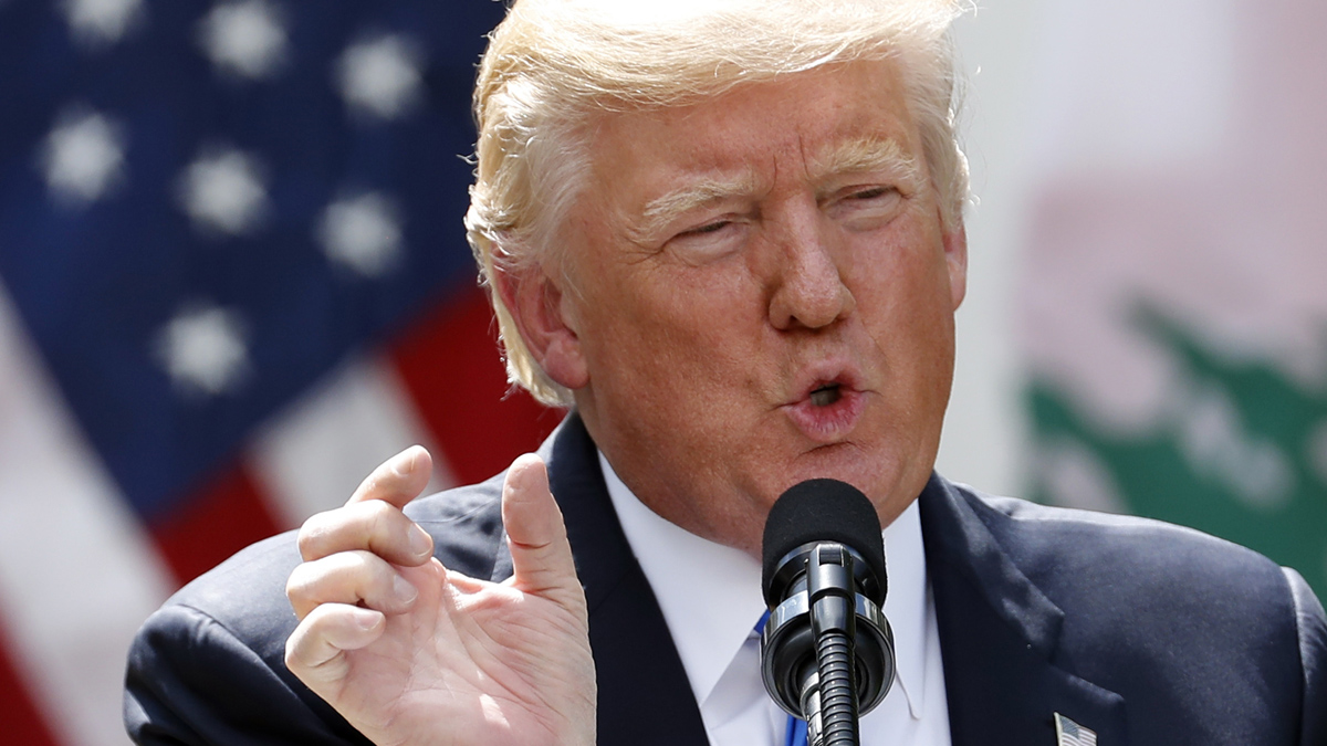  President Donald Trump speaks about the healthcare vote during a joint news conference with Lebanese Prime Minister Saad Hariri in the Rose Garden of the White House in Washington, Tuesday, July 25, 2017. (Alex Brandon/AP Photo) 