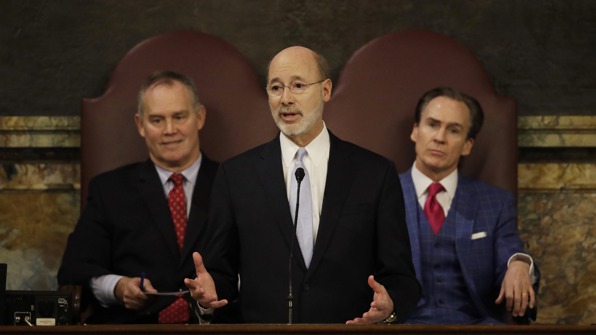 Gov. Tom Wolf delivers his budget address for the 2017-18 fiscal year to a joint session of the Pennsylvania House and Senate in Harrisburg