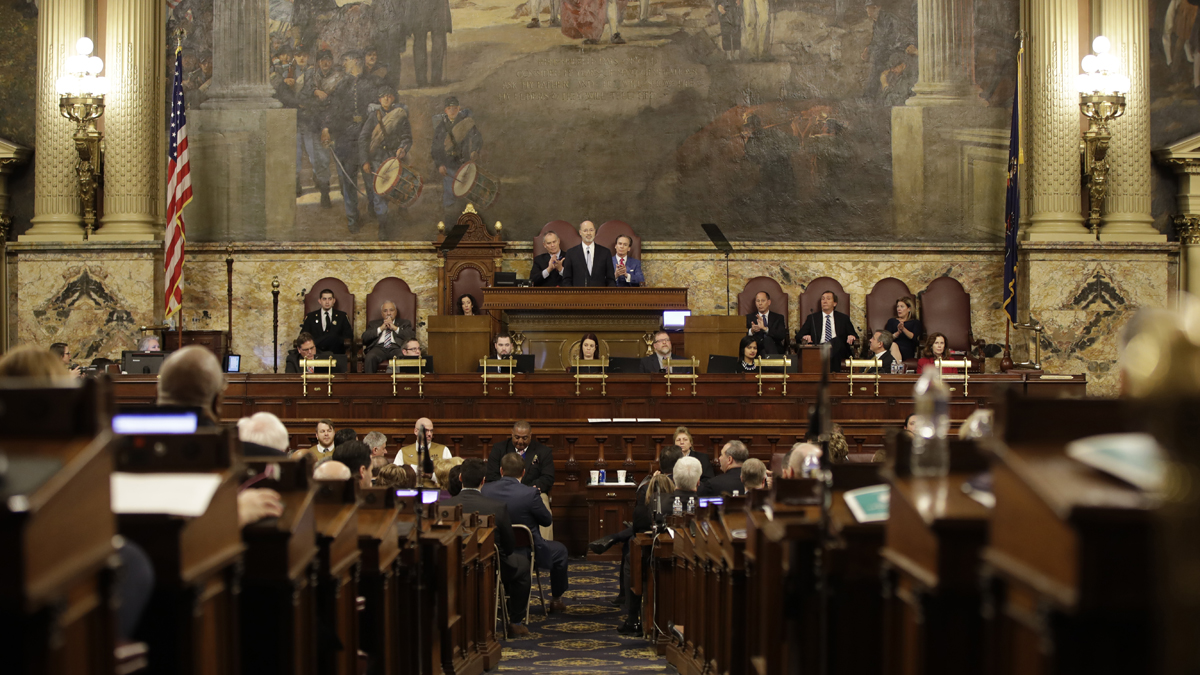 Gov. Tom Wolf delivers his budget address for the 2017-18 fiscal year to a joint session of the Pennsylvania House and Senate in Harrisburg