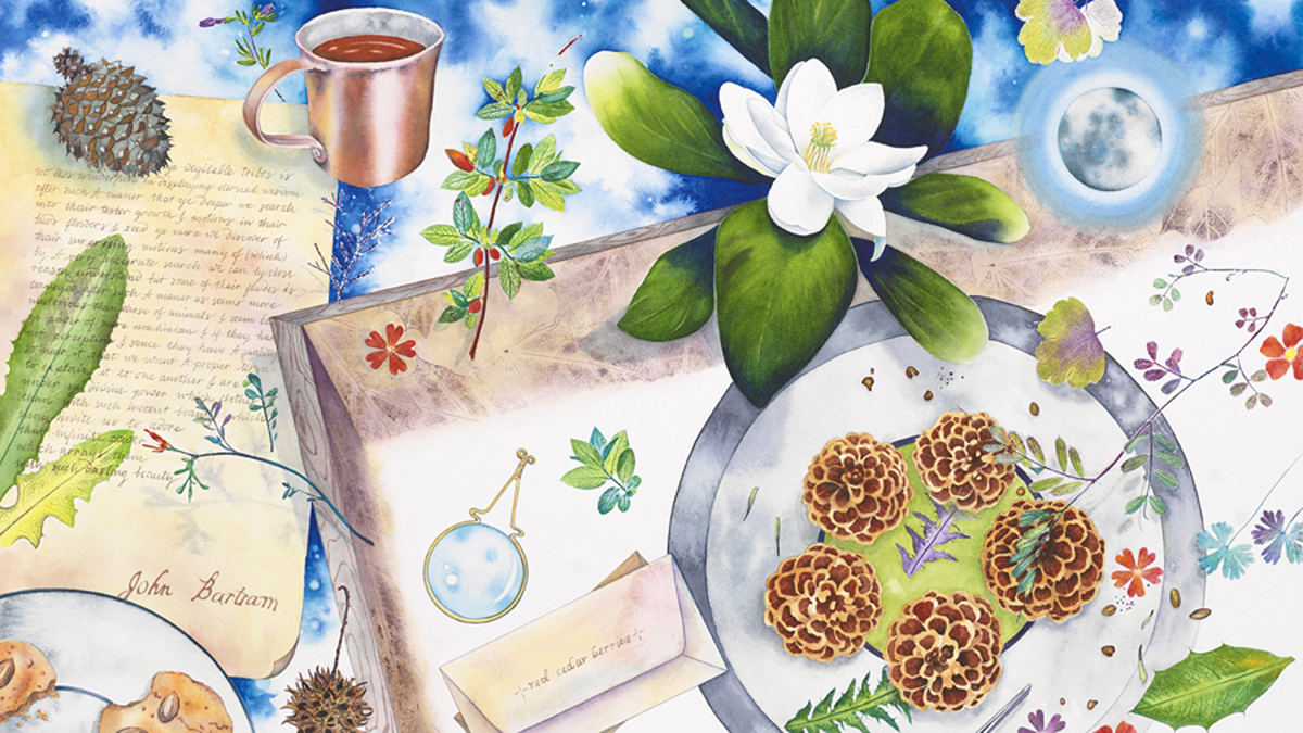  Laura Bethmann's 'Packing Seed Boxes With John Bartram' Nature Print Painting 2017 (Provided) 
