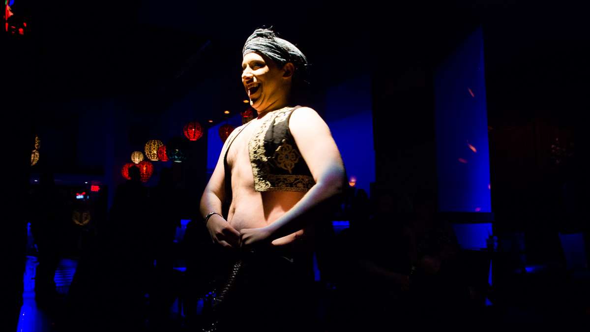 Dancer Roberto Mejía performs at the 5th annual Belly Dancers Fight for Air.