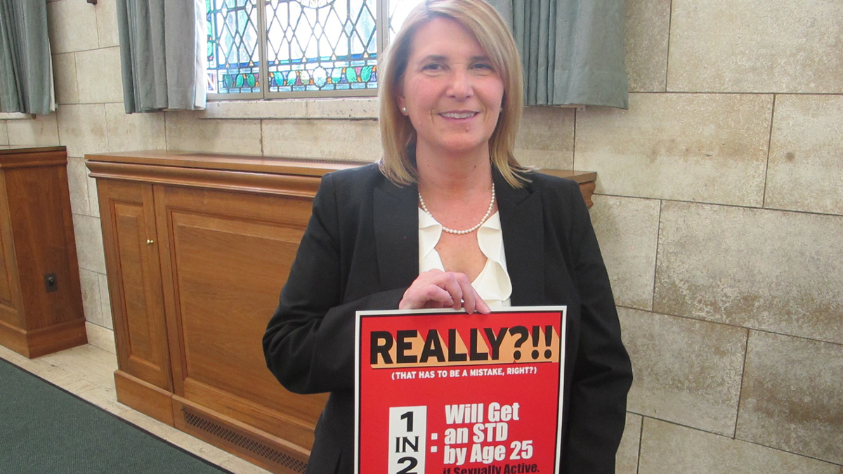  New Jersey Health Commissioner Cathleen Bennett says the state is reaching out through social media to alert young people of the likelihood that they will get a STD unless they take precautions.   (Phil Gregory/WHYY) 