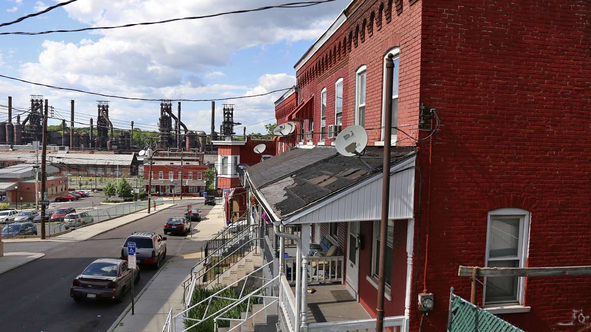 Today's view of SteelStacks and the blast furnaces from the former Bethlehem Steel Co. plant. (Lindsay Lazarski/WHYY)