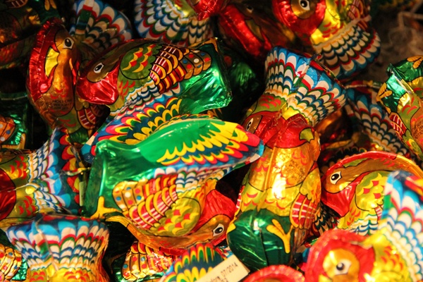 <p><p>These colorful turkeys draw shoppers' eyes as Black Friday looms. (Marta Rusek/for NewsWorks)</p></p>
