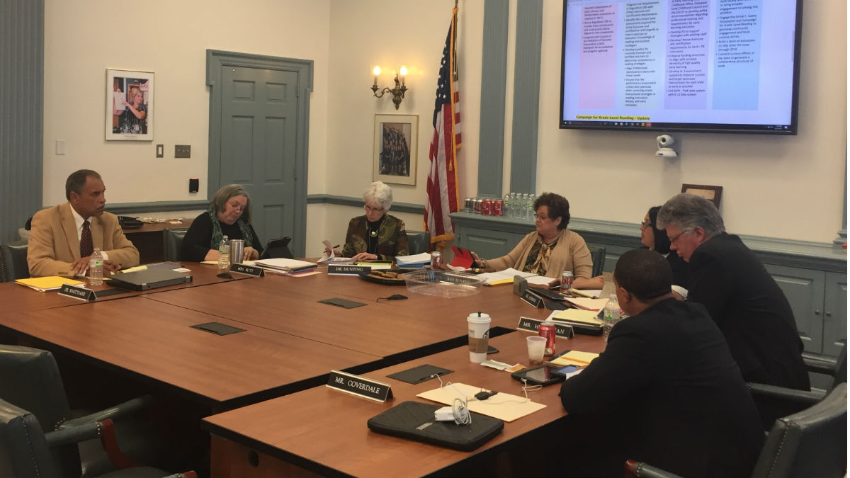  The Delaware state Board of Education meets Thursday. State education leaders presented 2016 gradation and dropout rates, both of which represented improvements over the previous year. (Cris Barrish/WHYY) 