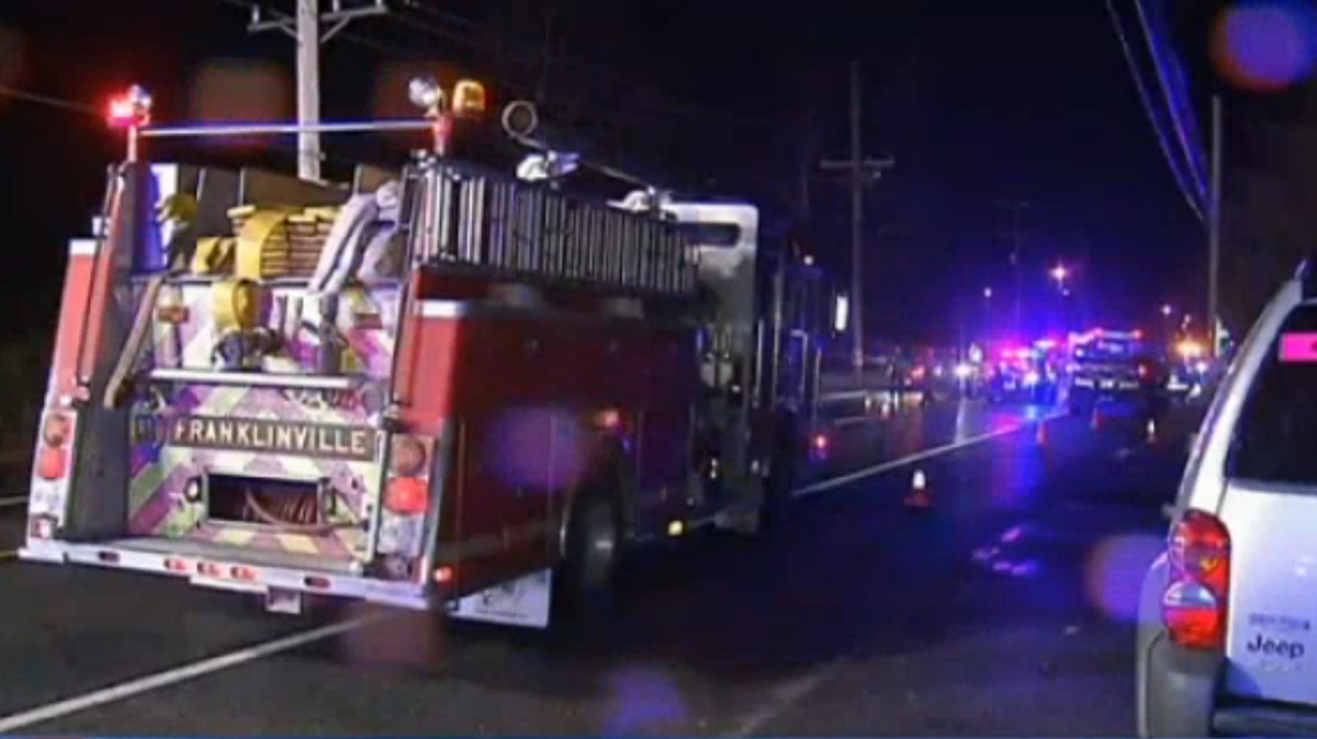  Franklin Township Police investigate the scene of an accident that killed a 10-year-old boy on Delsea Drive. (Image via NBC10) 