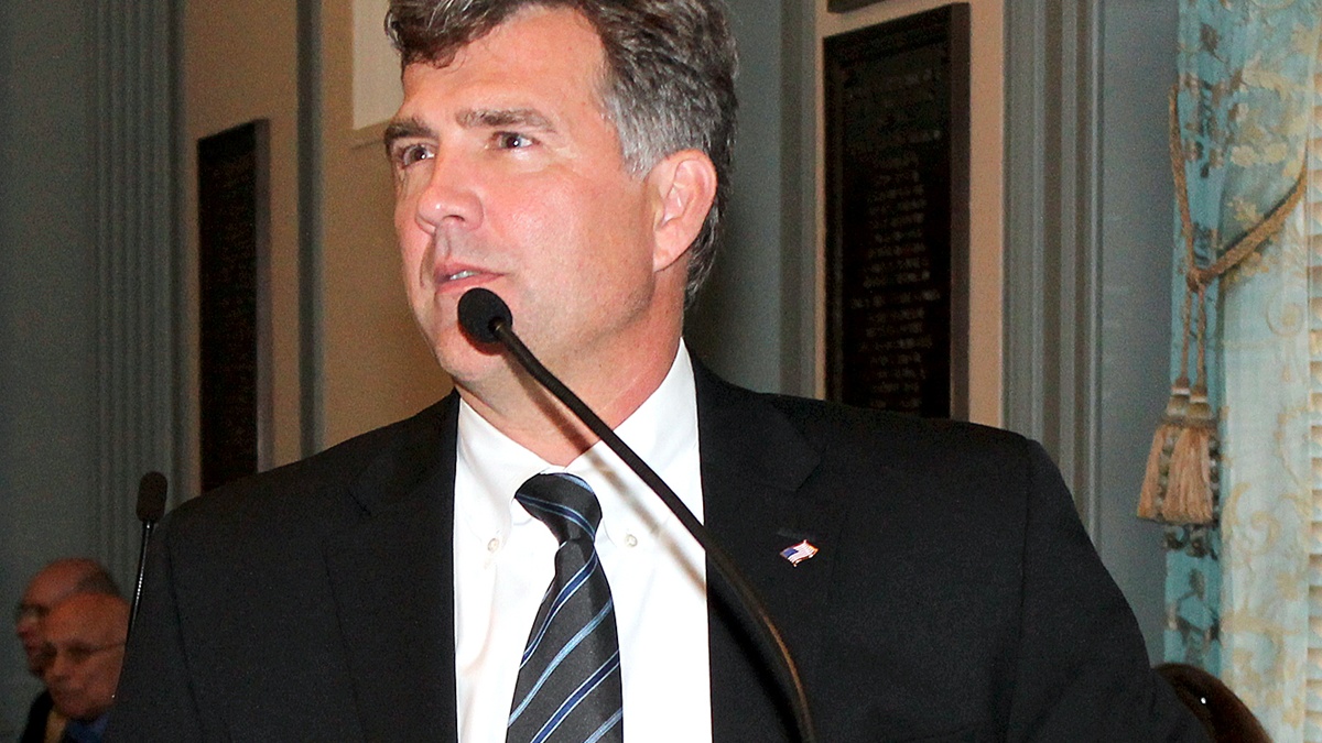  Rep. Bryon Short discusses the gender identity non-discrimination bill on the House floor (Photo courtesy of Equality Delaware)  