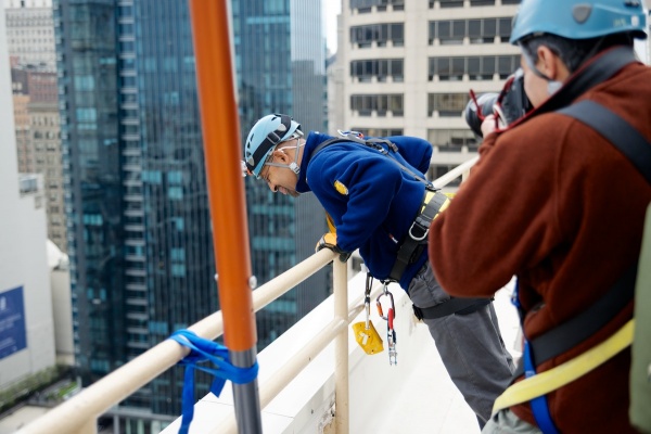 <p><p>Mayor Michael Nutter peeks over the edge. (Bas Slabbers/for NewsWorks)</p></p>

