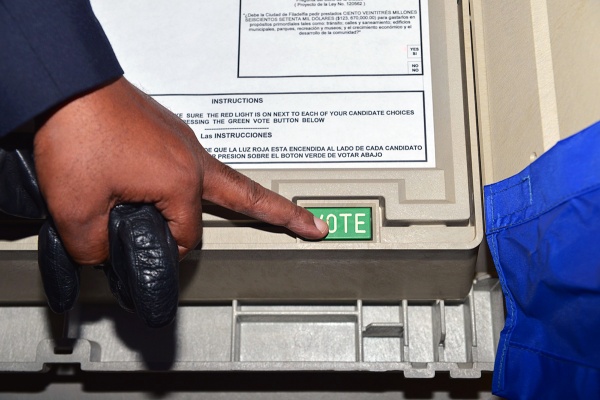 <p><p>One voter makes his vote official. (Bas Slabbers/for NewsWorks)</p></p>

