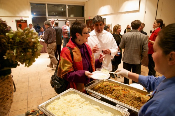<p><p>Sharon Katz and Anuj Gupta stand over Gupta's Keema Curry. (Bas Slabbers/for NewsWorks)</p></p>
