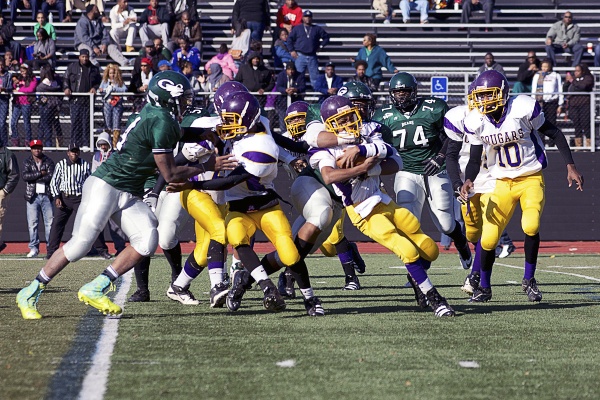 <p><p>Germantown's defense dominates the line of scrimmage. (Bas Slabbers/for NewsWorks)</p></p>
