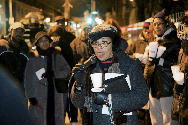 <p><p>Vera Primus, president of Germantown High School's alumni association, urged attendees to join her at a rally on Wednesday afternoon. (Bas Slabbers/for NewsWorks)</p></p>

