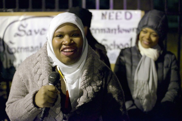 <p><p>GHS senior Aliyah Muhammed attended the vigil and spoke about the need for GHS to remain open. (Bas Slabbers/for NewsWorks)</p></p>
