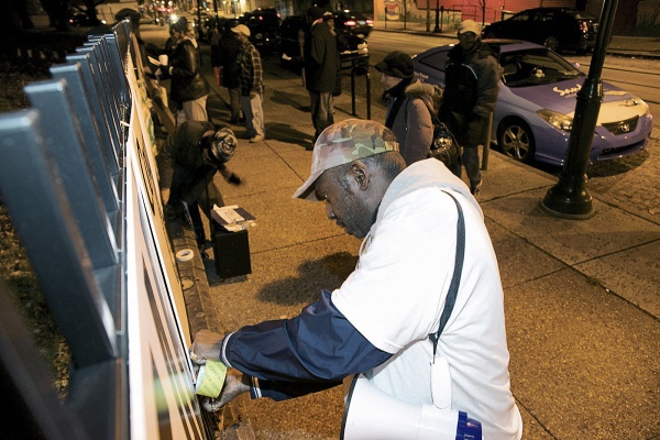 <p><p>Germantown Alumni Association Chairman James McKelvey was among several dozen supporters who turned out for the event. (Bas Slabbers/for NewsWorks)</p></p>
