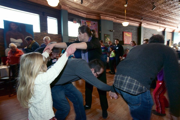 <p><p>Neighbors take to the dance floor. (Bas Slabbers/for NewsWorks)</p></p>
