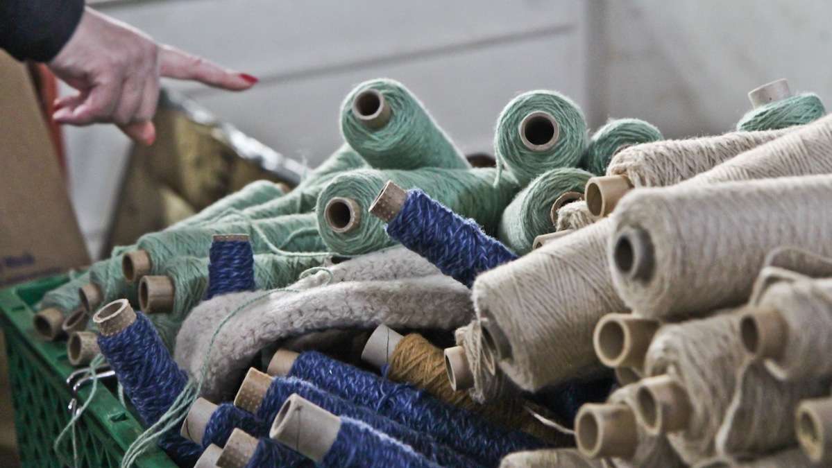  Langhorne Carpet Company gives away more than 5,000 pounds of yarn after a 2013 fire forced the company to get new materials for quality control. (Kimbelry Paynter/WHYY) 