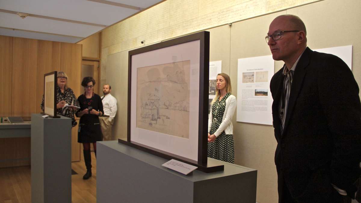 Barnes visitors get a look at both sides of Paul Cezanne's works. (Emma Lee/WHYY)