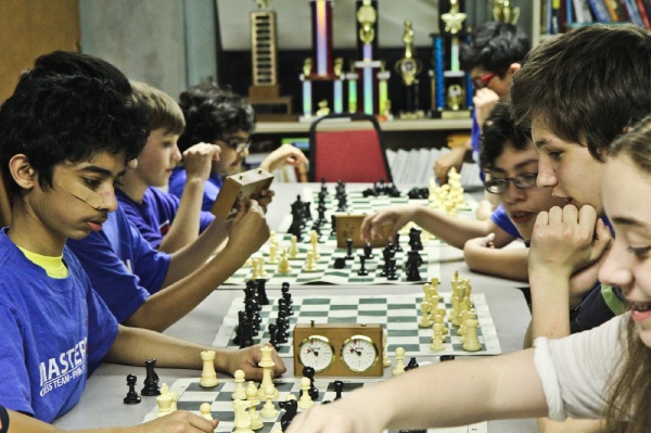 The Masterman Chess Team practicing after school on Wednesday afternoon.