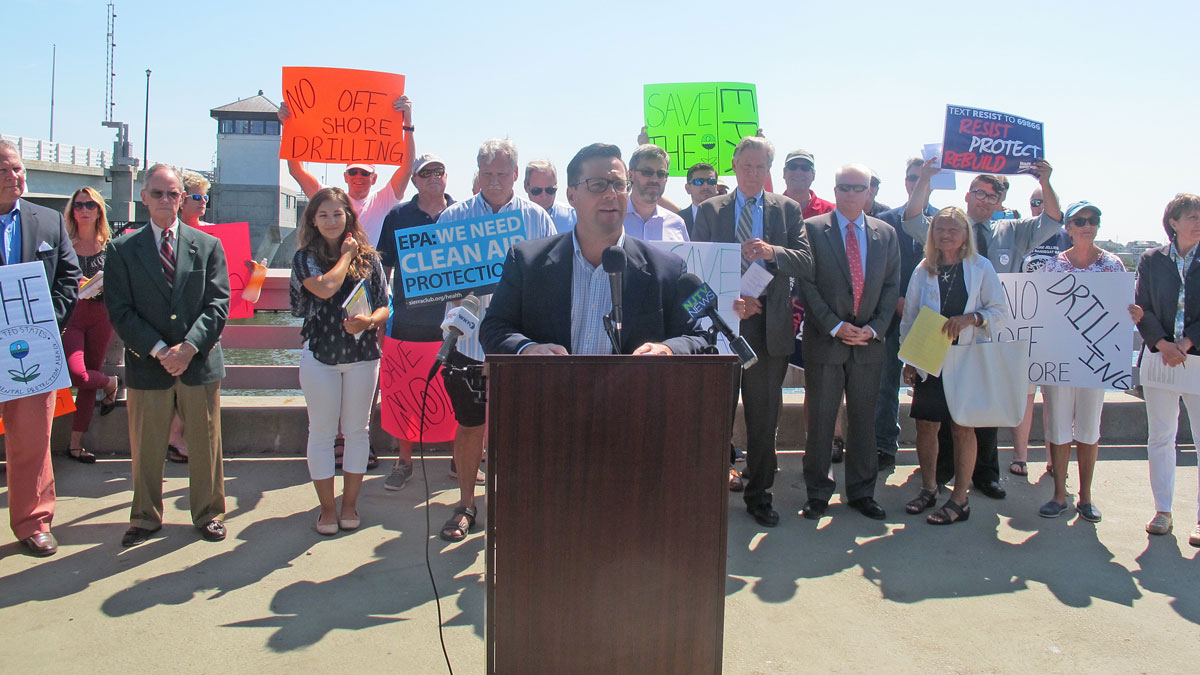  Some environmental leaders and government officials announced their opposition Thursday to Trump’s proposed EPA cuts. (Phil Gregory/WHYY) 