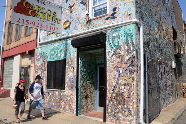 Isaiah Zagar's mosaic work decorates many South Philadelphia residences and businesses. (Max Matza/ for NewsWorks)