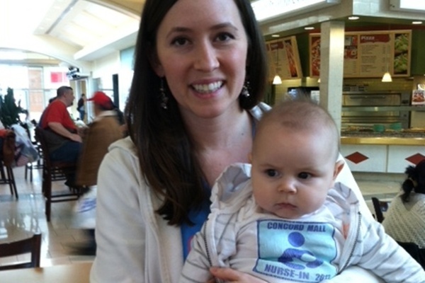 <p><p>About 15 moms and their babies attended Sunday's nurse-in at the Concord Mall (Shirley Min/WHYY)</p></p>
