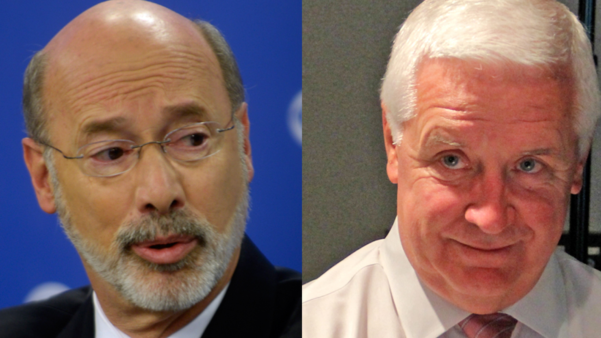  Tom Wolf (left) and Gov. Tom Corbett (Tom Gralish, The Philadelphia Inquirer/AP Photo Pool and Emma Lee/WHYY) 