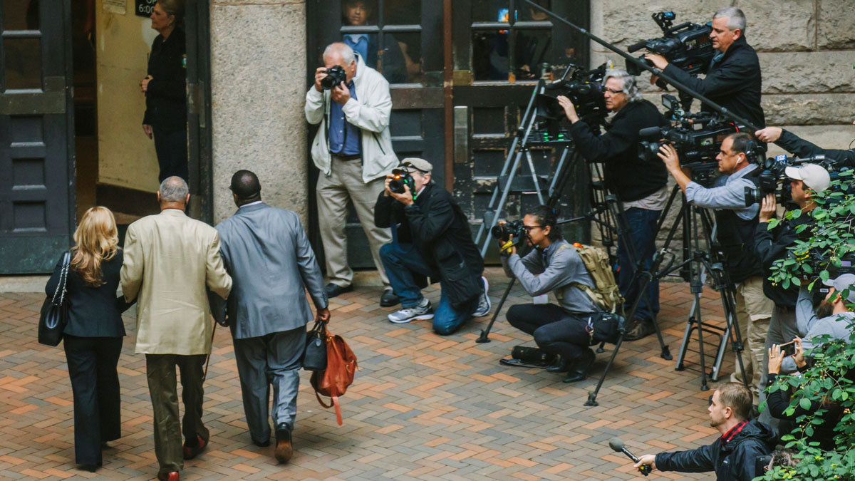  Bill Cosby, center, arrives for the second day of jury selection in his sexual assault case at the Allegheny County Courthouse, Tuesday, May 23, 2017, in Pittsburgh, Pa. The case is set for trial June 5 in suburban Philadelphia. (Andrew Rush/Pittsburgh Post-Gazette via AP, Pool) 