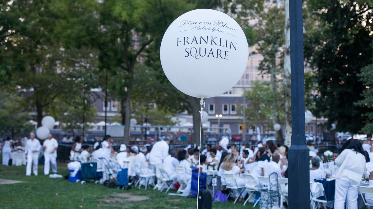 The sixth annual Dîner en Blanc came to Franklin Square Thursday evening. With an estimated 5,300 in attendance it was the largest Diner en Blanc event ever held in the United States. (Brad Larrison for NewsWorks)