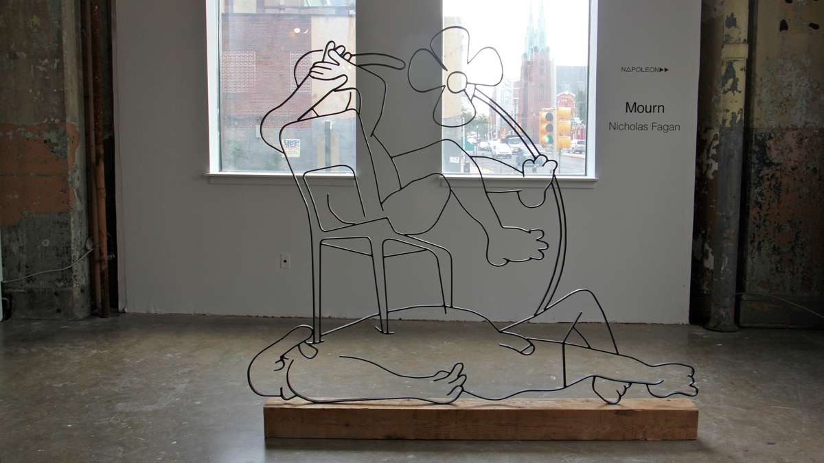 ''Mourn'' by Nicholas Fagan is shown by Napoleon gallery at 990 Spring Garden Street. Napoleon is one of several galleries displaced by a fire at the Vox building. (Emma Lee/WHYY)