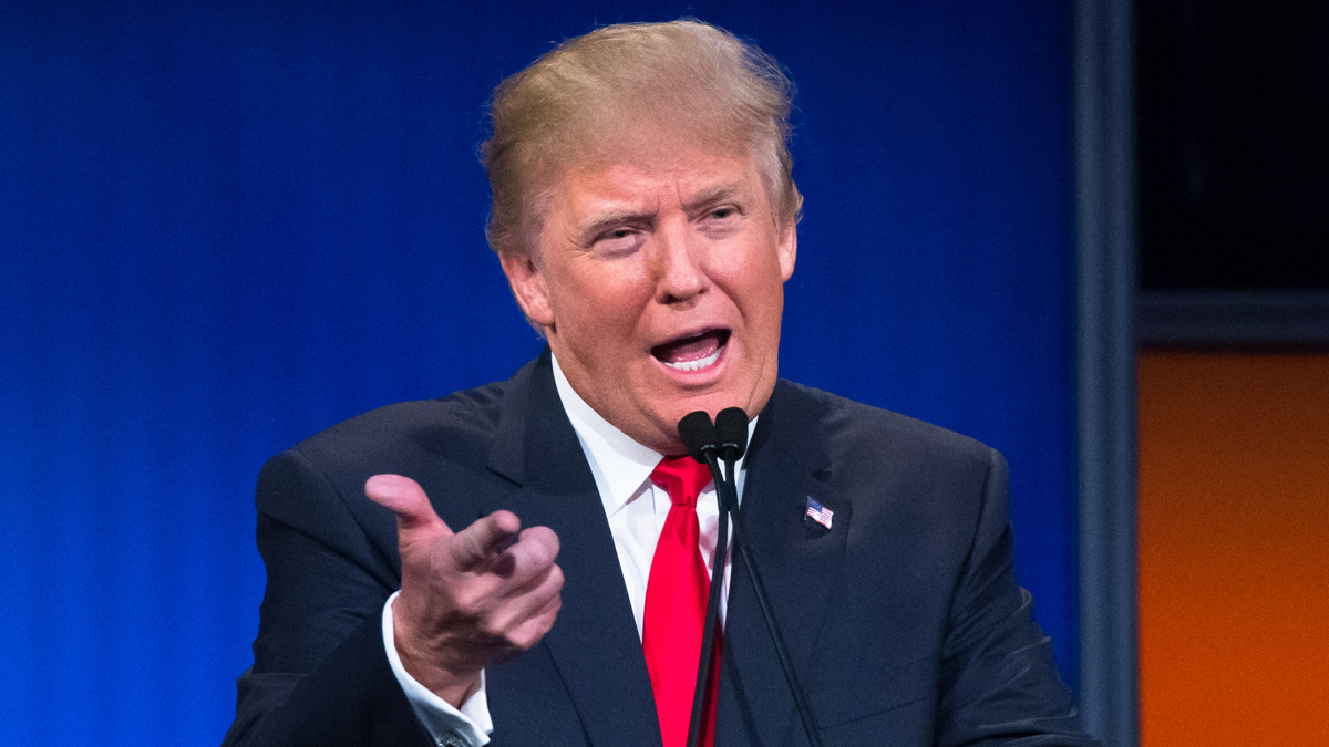  Republican presidential candidate Donald Trump participates in the first Republican presidential debate at the Quicken Loans Arena Thursday, Aug. 6, 2015, in Cleveland. (AP Photo/John Minchillo) 