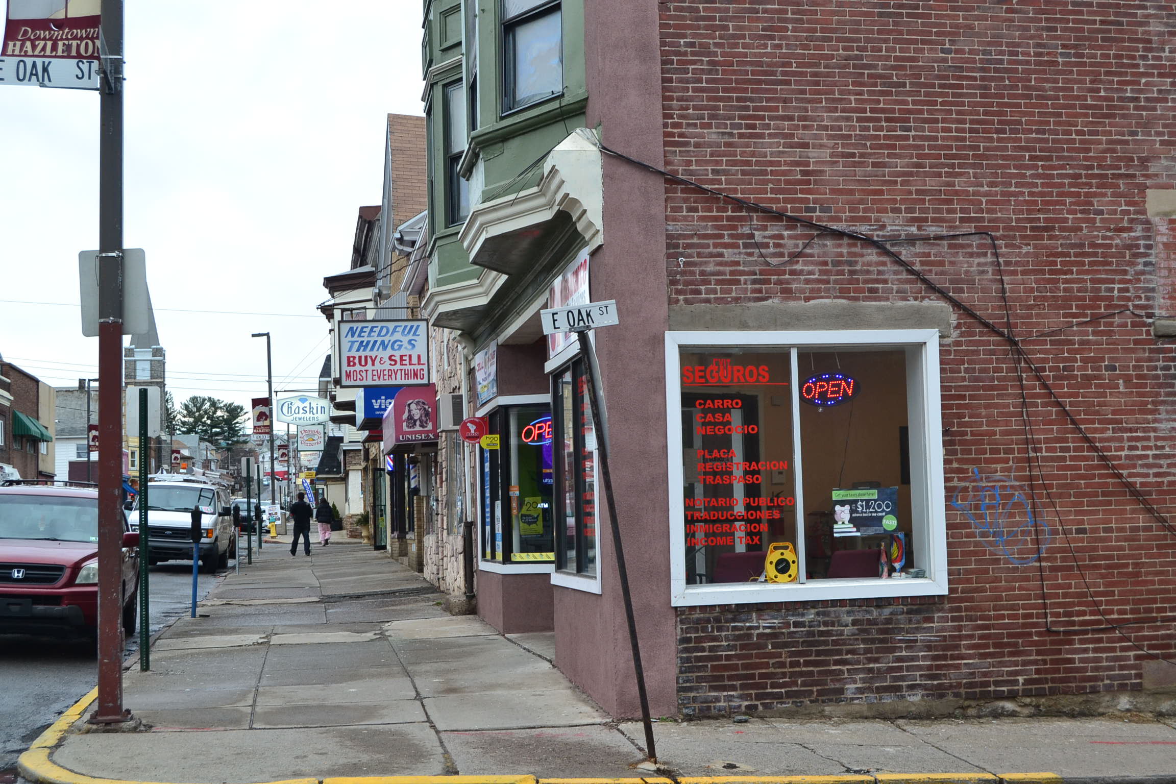  Many of Hazleton's empty storefronts have been filled by Latino-owned businesses. (Eleanor Klibanoff/WPSU) 