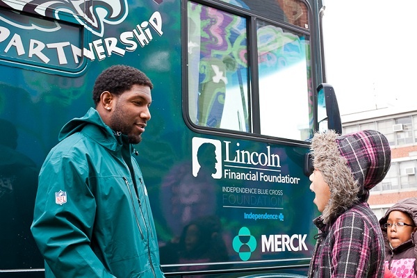 <p><p>Students react to the news that there is a Philadelphia Eagle in their presence. (Brad Larrison/for NewsWorks)</p></p>
