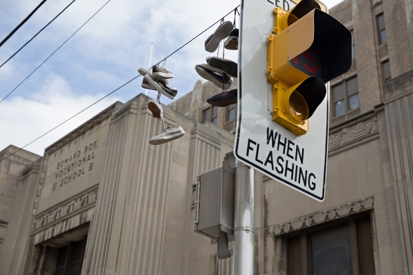Edward Bok Technical High School at 9th and Mifflin streets is one of 23 Philadelphia schools slated to close at the end of the school year. (Lindsay Lazarski/WHYY)