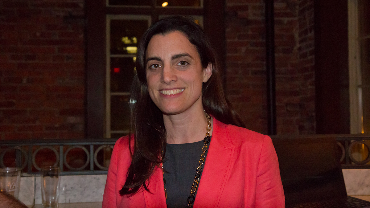 Democrat Rebecca Rynhart clinched the nomination for Philadelphia Controller in Tuesday's Pennsylvania primary (Kimberly Paynter/WHYY) 