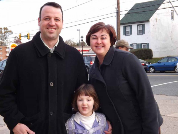 <p><p>The Martin family voted in the 7 o'clock hour in Roxborough. They voted before taking their daughter, Chloe, to kindergarten at Waldron Mercy Academy. (Meg Frankowski/for NewsWorks)</p></p>

