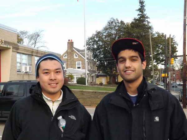 <p><p>Early morning voters Bilal Malik and Steve Sakamoto of Manayunk told NewsWorks in Roxborough that either candidate could win. (Meg Frankowski/for NewsWorks)</p></p>
