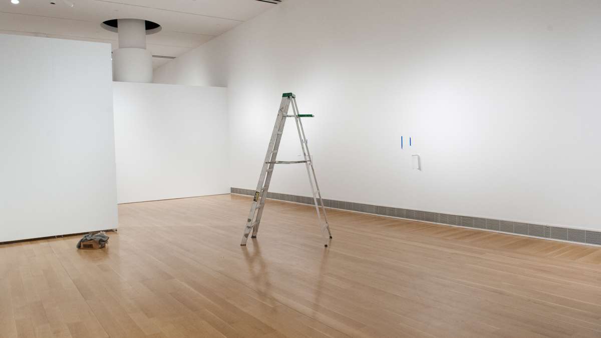 An empty gallery awaits graduating PAFA students.