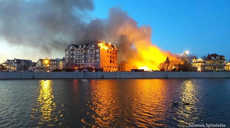  The Ocean Grove fire as seen from Asbury Park at dawn today by Suzanne Spitaletta.  