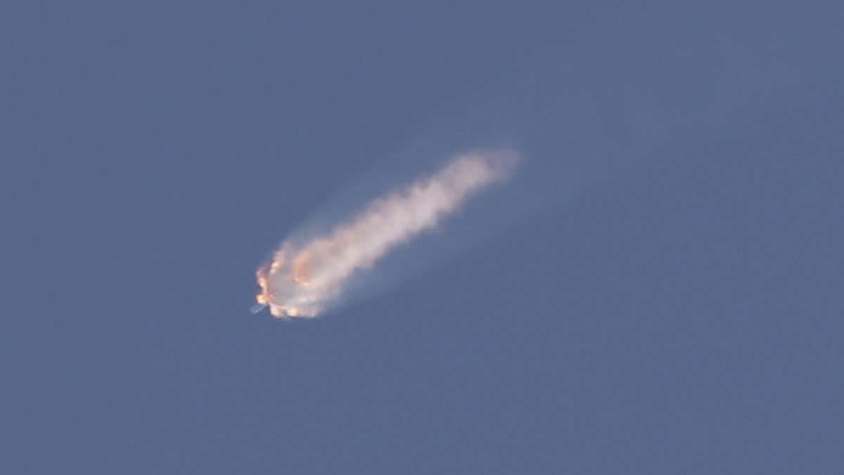 The SpaceX Falcon 9 rocket and Dragon spacecraft breaks apart shortly after liftoff at the Cape Canaveral Air Force Station in Cape Canaveral